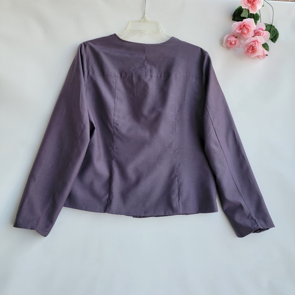 Christopher & Banks Plum Tiered Ruffle Silk Blend Jacket Blazer Women's Size M - Picture 6 of 12